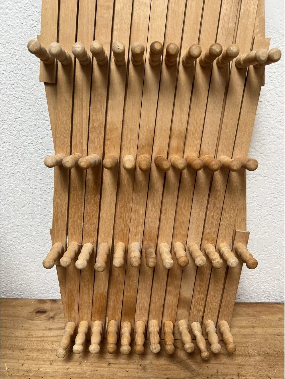 Vintage Lillian Vernon 87 Peg Accordian Wooden Wall Rack